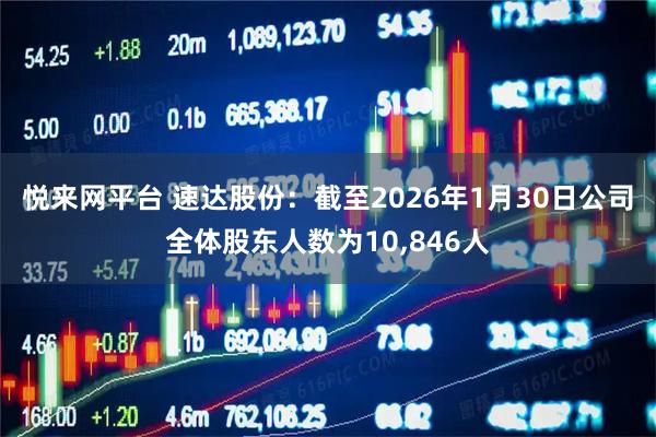 悦来网平台 速达股份：截至2026年1月30日公司全体股东人数为10,846人